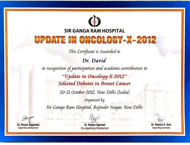 Dr. David K Simson Certificate